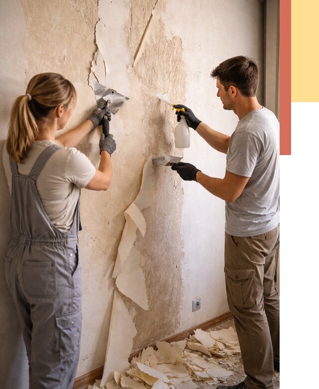 Снятие старых обоев в Моршанске от 5452 руб. под ключ недорого | ОТДЕЛОЧНИК-Мрш