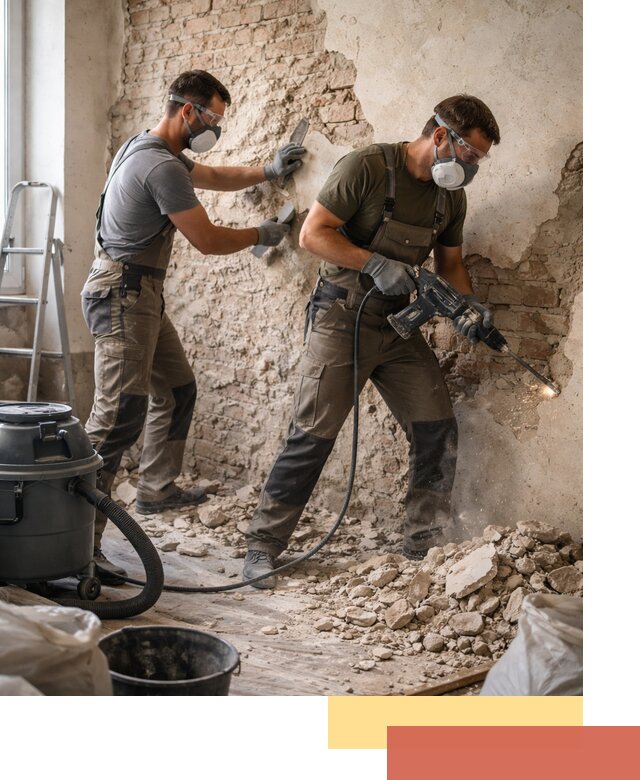 Демонтаж штукатурки со стен в Моршанске быстро и аккуратно