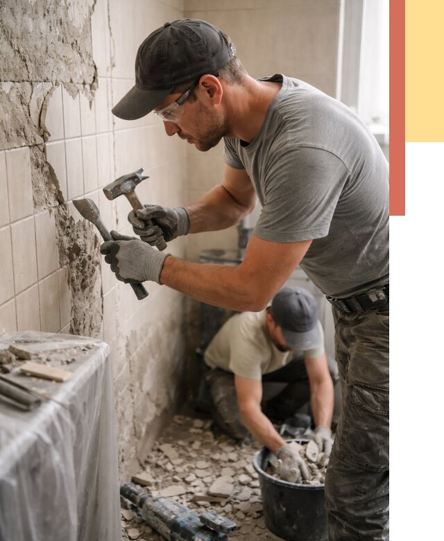 Демонтаж плитки со стен в Моршанске от 883 руб. — быстро и недорого | ОТДЕЛОЧНИК-Мрш