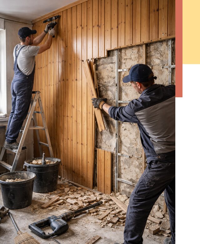 Демонтаж вагонки со стен в Моршанске от 1506 руб. — снятие, удаление, срочно | ОТДЕЛОЧНИК-Мрш