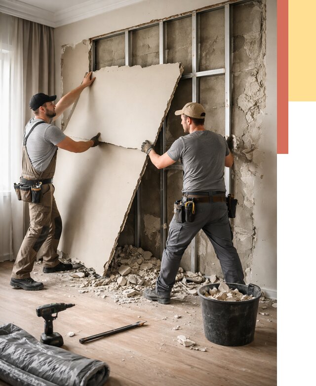 Демонтаж гипсокартона со стен в Моршанске от 363 руб. — услуги демонтажа | ОТДЕЛОЧНИК-Мрш