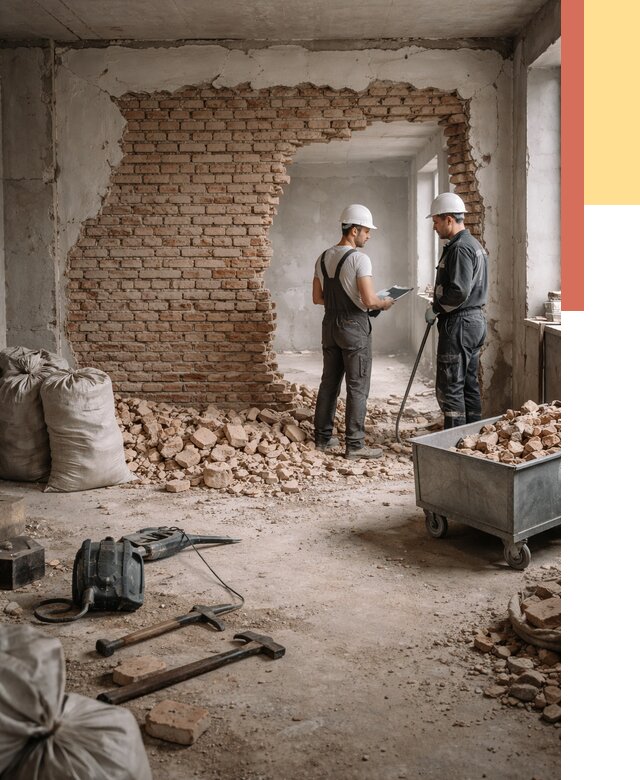 Демонтаж кирпичных стен в Моршанске от 4362 руб. — быстро, недорого, под ключ | ОТДЕЛОЧНИК-Мрш