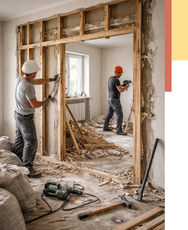 Демонтаж деревянных перегородок в Моршанске от 3323 руб. — быстро и недорого | ОТДЕЛОЧНИК-Мрш