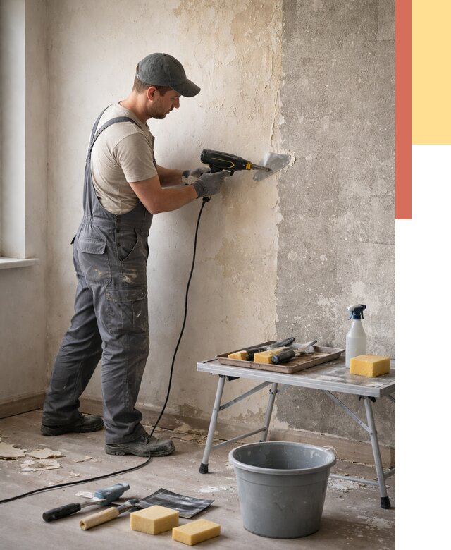 Очистка стен от клея в Моршанске от 1921 руб. — снятие и удаление клея со стен | ОТДЕЛОЧНИК-Мрш