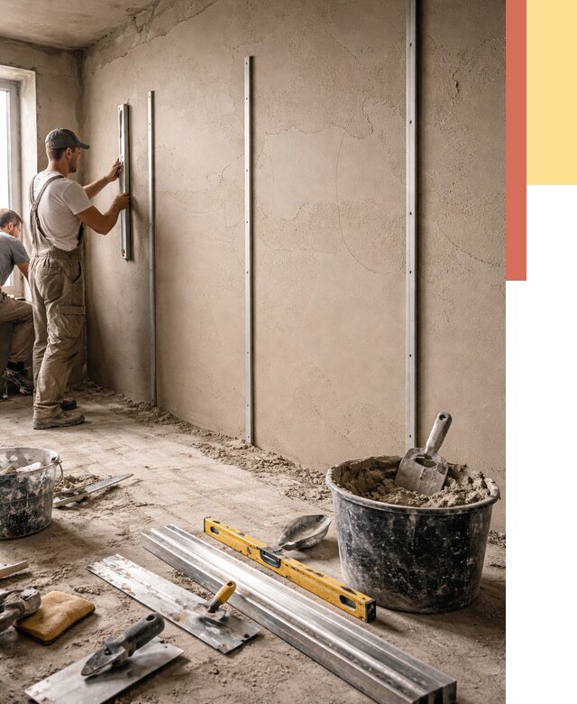 Штукатурка стен по маякам в Моршанске от 5712 руб./м² — выравнивание под ключ | ОТДЕЛОЧНИК-Мрш