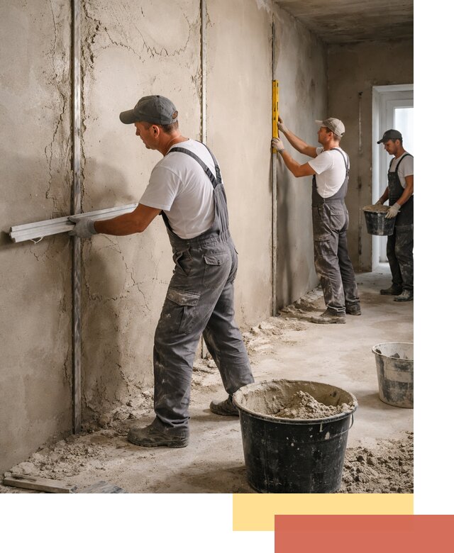 Штукатурка стен по маякам в Моршанске — точная и ровная поверхность