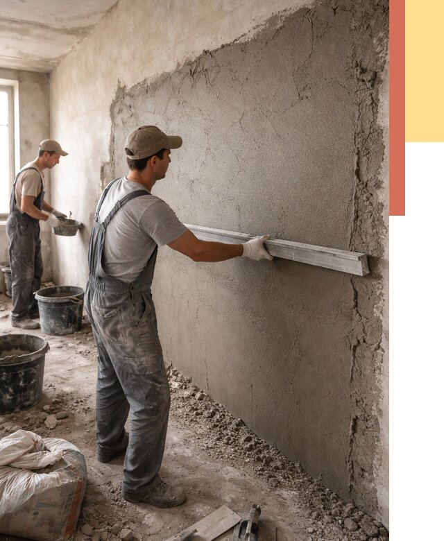 Цементная штукатурка стен в Моршанске от 4673 руб/м2 — быстро и недорого | ОТДЕЛОЧНИК-Мрш