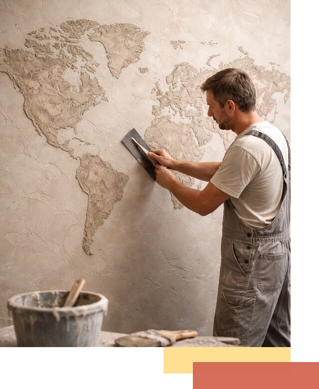 Декоративная штукатурка «Карта мира» под ключ в Моршанске