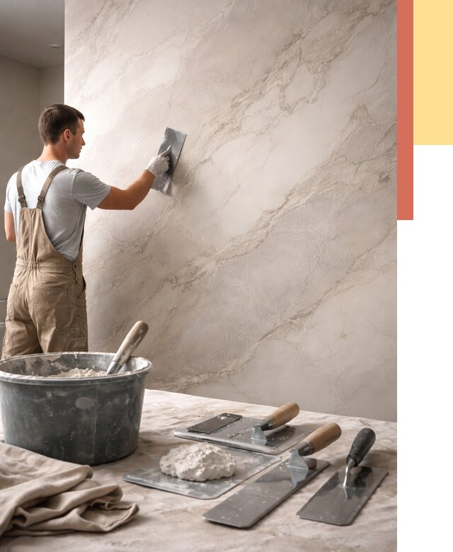 Декоративная штукатурка под мрамор в Моршанске от 2908 руб./м² — быстро и недорого | ОТДЕЛОЧНИК-Мрш