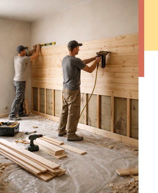 Монтаж деревянной вагонки на стены в Моршанске от 7789 руб. | Услуги монтажа вагонки | ОТДЕЛОЧНИК-Мрш