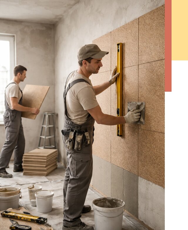 Монтаж пробковых панелей на стены в Моршанске от 3635 руб. — ОТДЕЛОЧНИК-Мрш