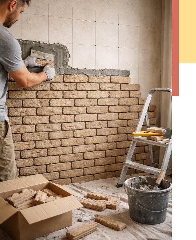 Монтаж декоративного кирпича в Моршанске от 3323 руб./м² — быстро и недорого | ОТДЕЛОЧНИК-Мрш