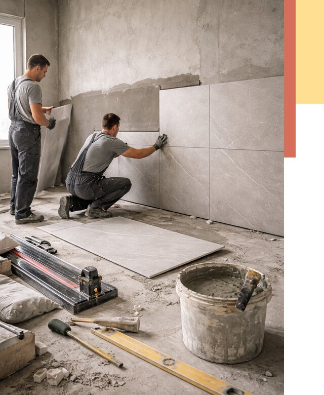 Облицовка стен керамогранитом в Моршанске от 4362 руб./м² — услуги под ключ | ОТДЕЛОЧНИК-Мрш