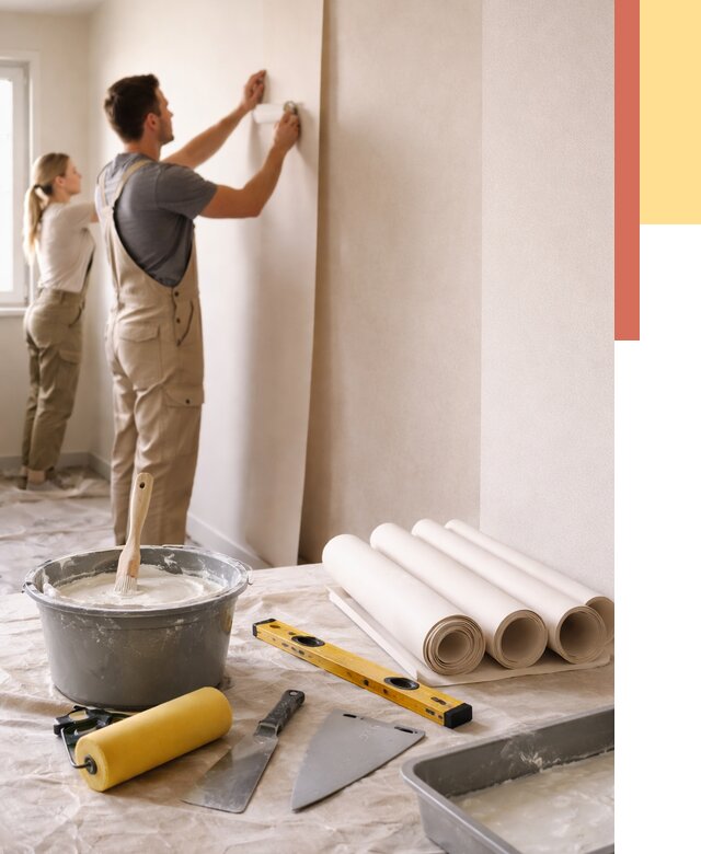 Поклейка бумажных обоев в Моршанске от 5712 руб./м2 — быстро и недорого | ОТДЕЛОЧНИК-Мрш