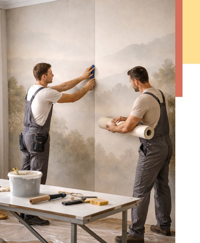 Поклейка фотообоев в Моршанске от 8827 руб/м² — быстро и недорого | ОТДЕЛОЧНИК-Мрш