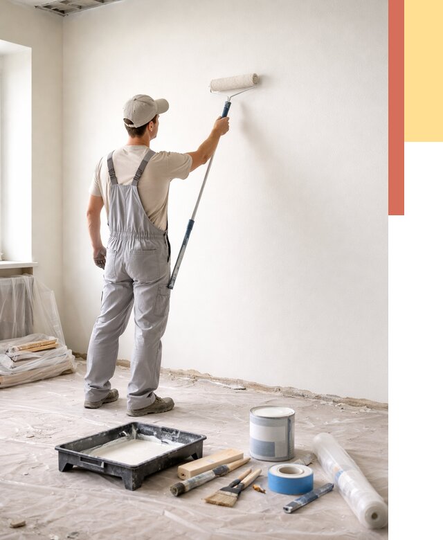 Покраска стен водоэмульсионной краской в Моршанске от 467 руб. за м² | ОТДЕЛОЧНИК-Мрш