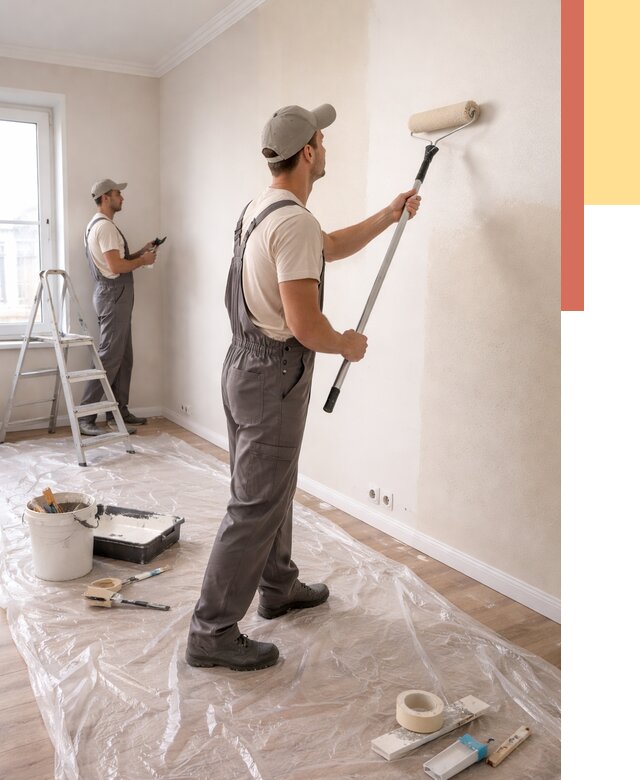 Покраска стен акриловой краской в Моршанске от 3635 руб./м² — быстро и недорого | ОТДЕЛОЧНИК-Мрш