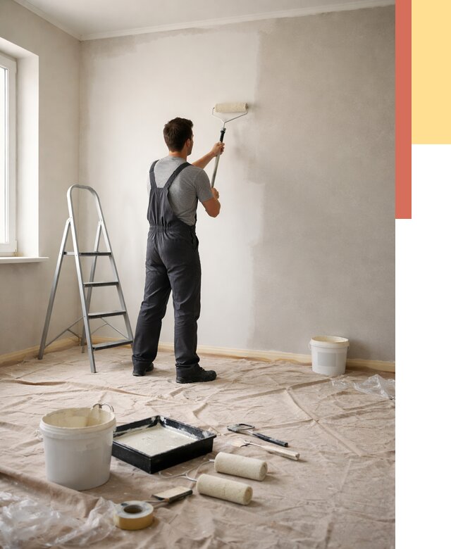 Покраска стен моющейся краской в Моршанске от 363 руб./м² — быстро и недорого | ОТДЕЛОЧНИК-Мрш