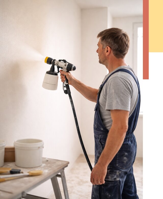 Покраска стен краскопультом в Моршанске от 7789 руб. — механизированная покраска | ОТДЕЛОЧНИК-Мрш