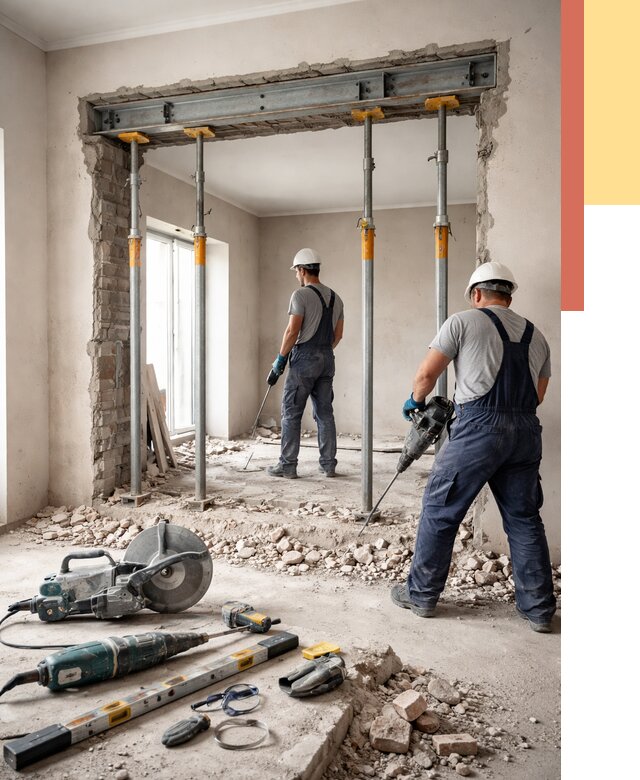 Прорезка проема в стене в Моршанске от 4673 руб. — быстро и недорого | ОТДЕЛОЧНИК-Мрш