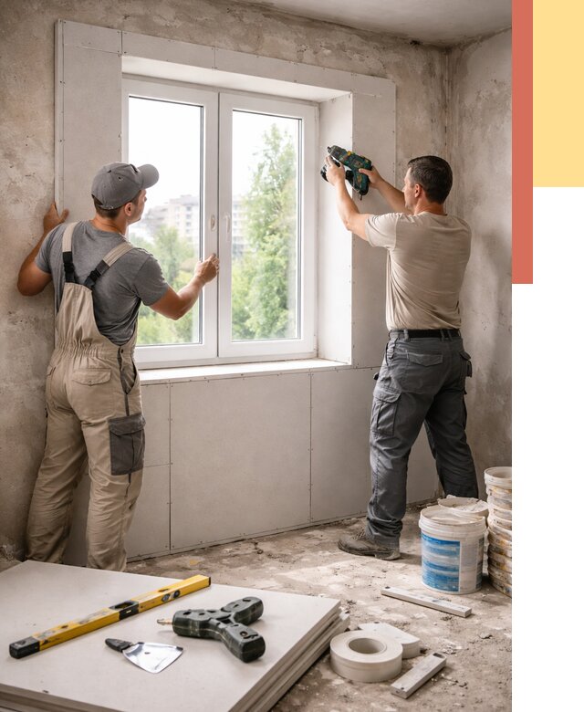 Монтаж откосов из гипсокартона в Моршанске от 4673 руб. под ключ | ОТДЕЛОЧНИК-Мрш