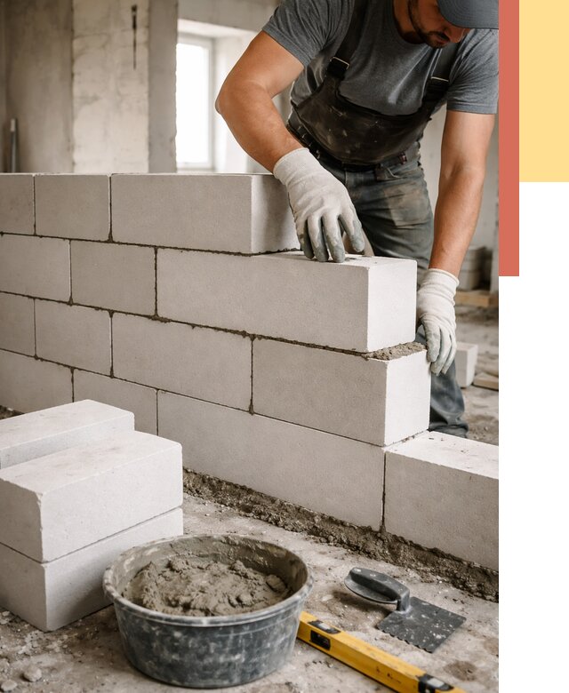 Кладка перегородок из силикатного блока в Моршанске от 4154 руб. под ключ | ОТДЕЛОЧНИК-Мрш