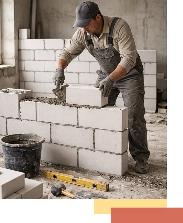 Кладка перегородок из силикатного блока в Моршанске