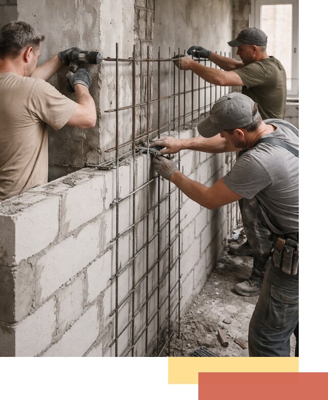 Армирование кладки перегородок в Моршанске профессионально и надёжно