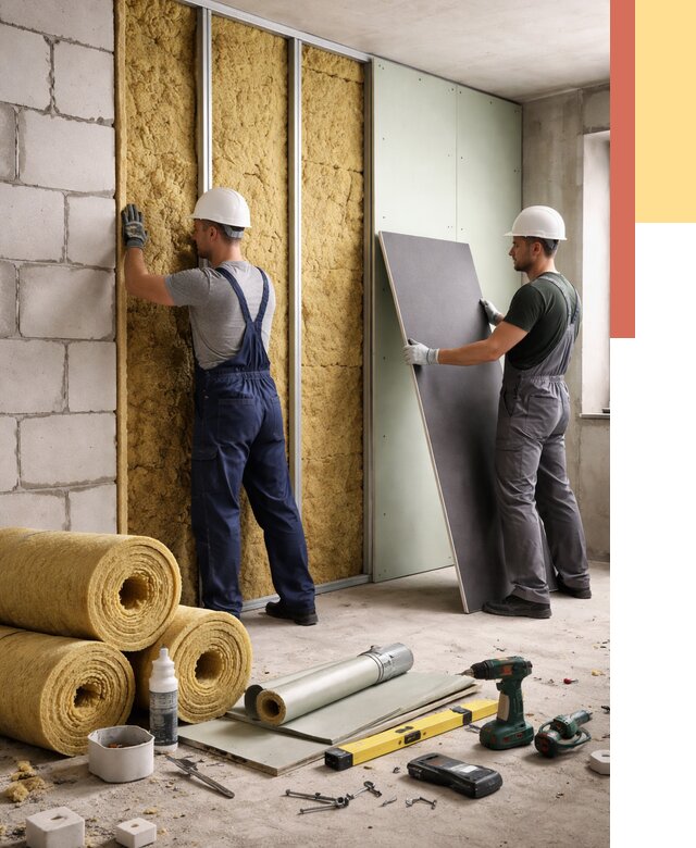 Шумоизоляция перегородок из блоков в Моршанске от 1921 руб./м² — быстро и недорого | ОТДЕЛОЧНИК-Мрш