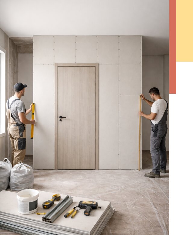 Перегородка из гипсокартона с дверью в Моршанске от 4673 руб. под ключ | ОТДЕЛОЧНИК-Мрш