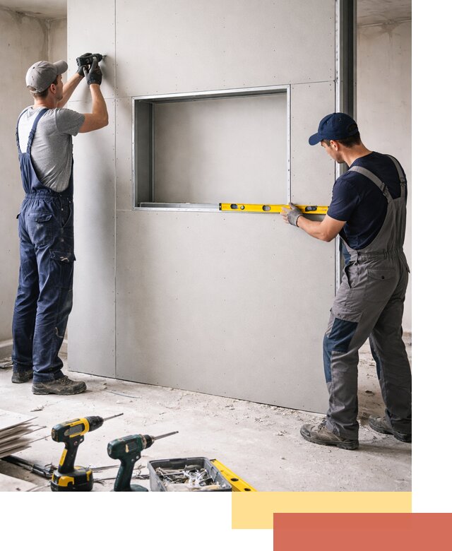 Перегородка из гипсокартона с нишей под декор в Моршанске