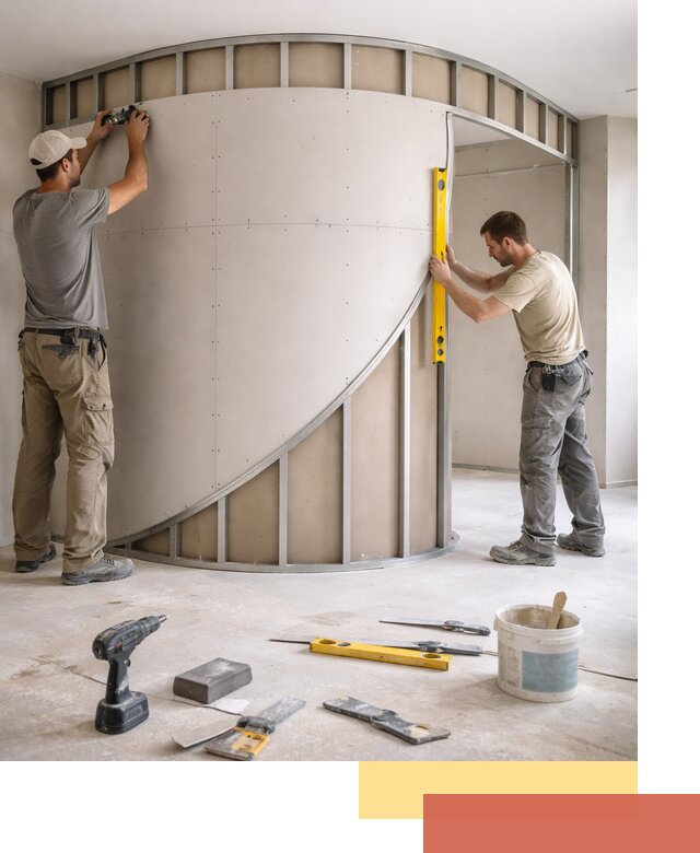 Радиусная перегородка из гипсокартона в Моршанске под ключ