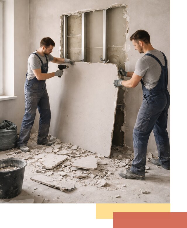 Демонтаж перегородки из гипсокартона в Моршанске быстрый и аккуратный