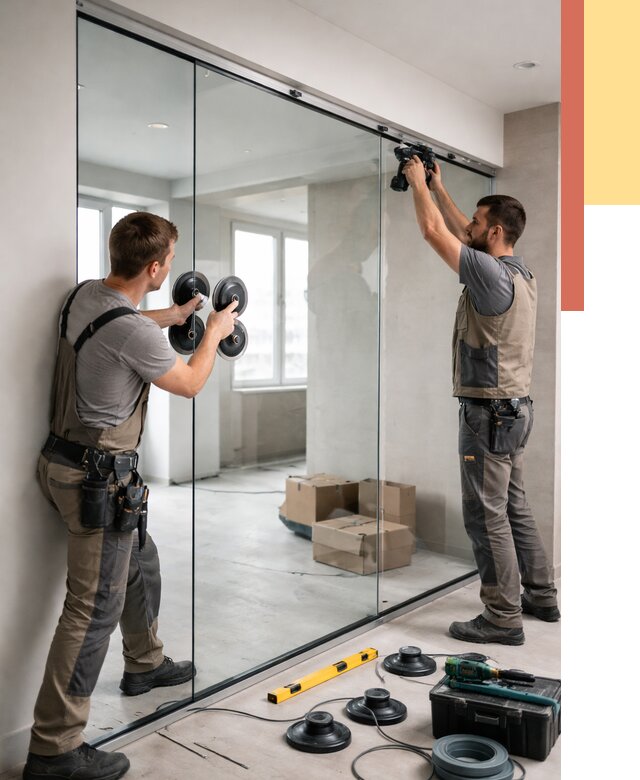 Монтаж стеклянных перегородок в Моршанске от 6750 руб. | ОТДЕЛОЧНИК-Мрш