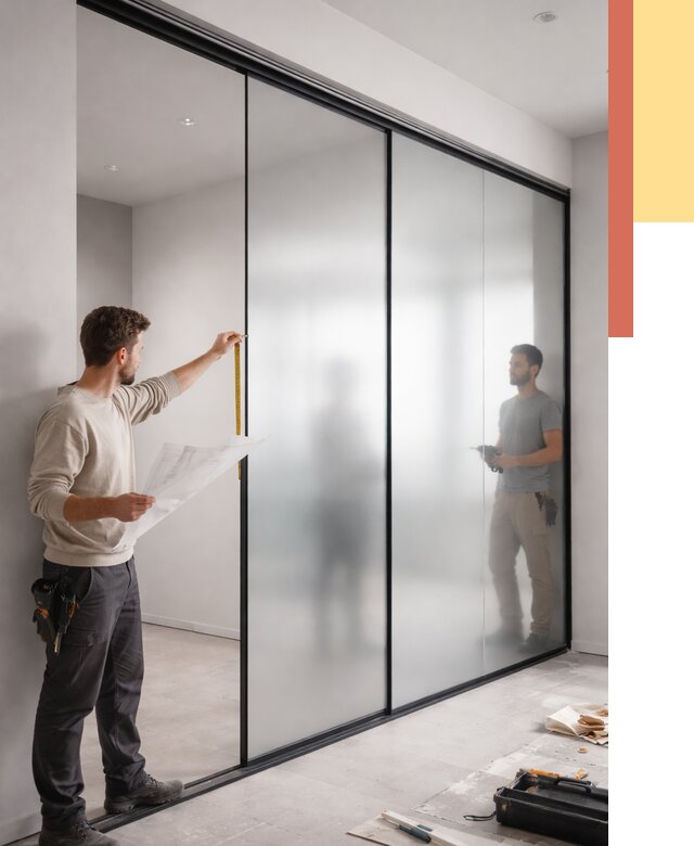 Матовые стеклянные перегородки в Моршанске от 8827 руб. — монтаж и установка | ОТДЕЛОЧНИК-Мрш