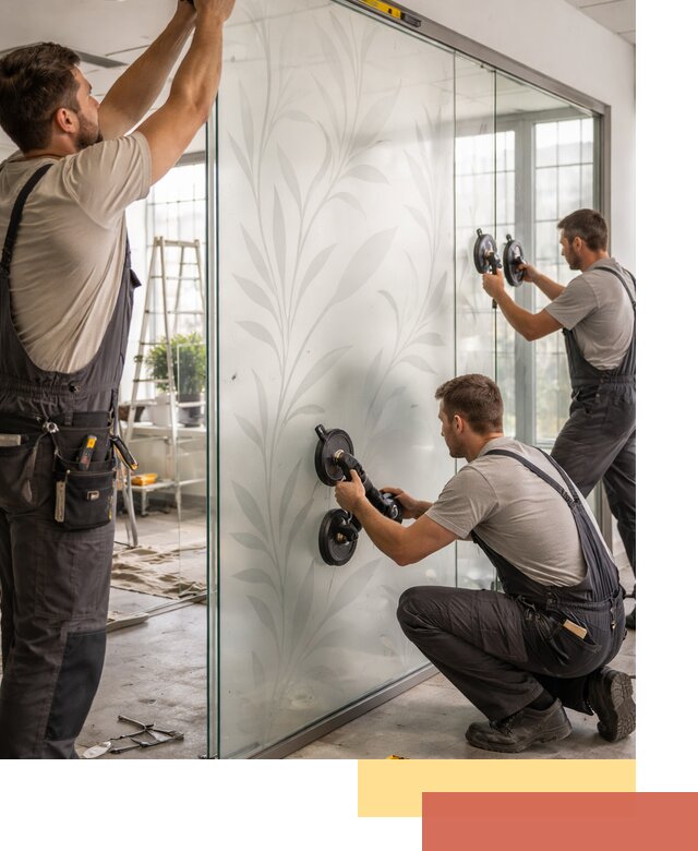 Стеклянные перегородки с рисунком на заказ в Моршанске