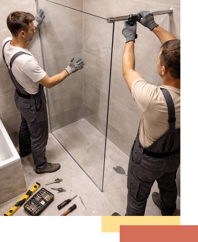 Стеклянные перегородки для душа в Моршанске — изготовление и монтаж