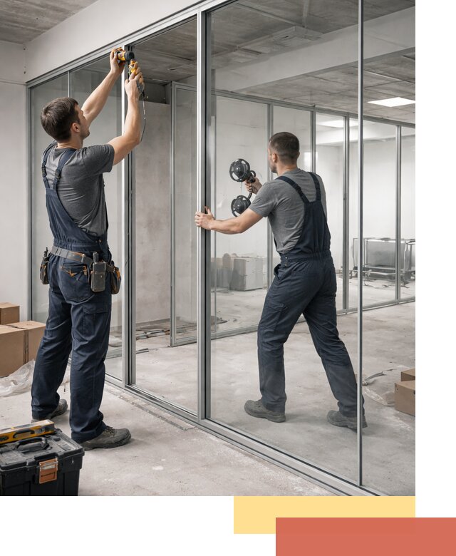 Алюминиевые перегородки со стеклом в Моршанске — изготовление и монтаж