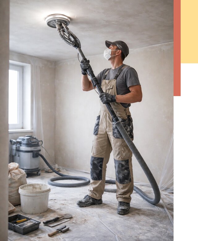 Шлифовка потолка в Моршанске от 3635 руб. — услуги шлифования потолка | ОТДЕЛОЧНИК-Мрш