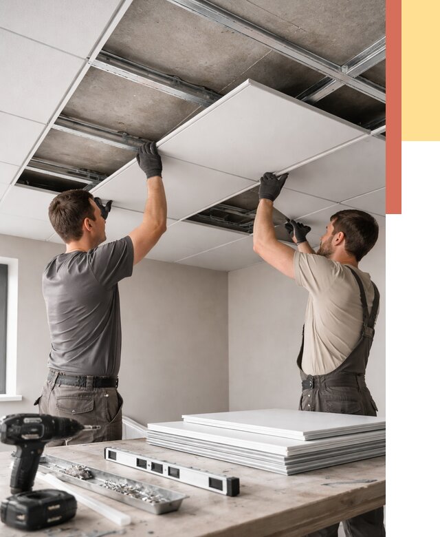 Монтаж кассетного потолка в Моршанске от 4673 руб/м2 — установка и сборка | ОТДЕЛОЧНИК-Мрш