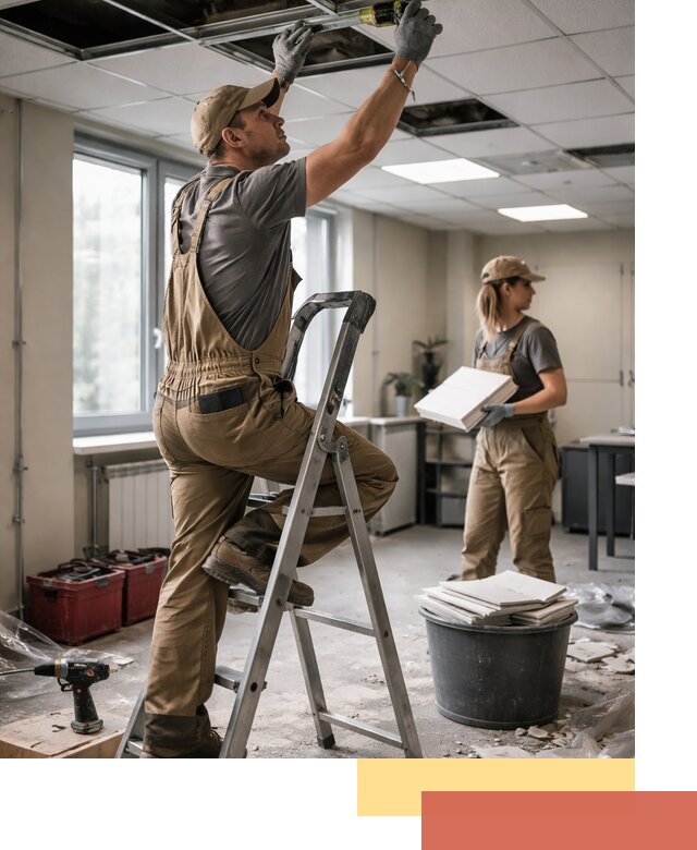 Ремонт потолка Армстронг и замена плит в Моршанске