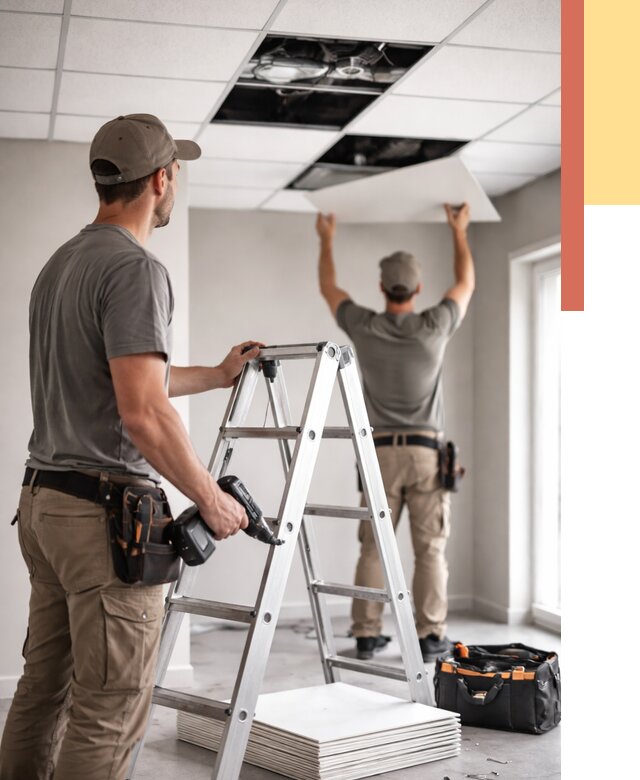 Обслуживание подвесного потолка в Моршанске от 3635 руб. — быстро и недорого | ОТДЕЛОЧНИК-Мрш