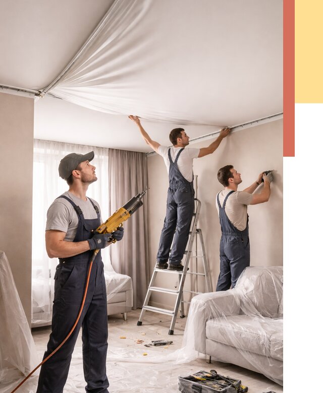 Установка натяжного потолка в Моршанске от 4673 руб. | Быстро и недорого — ОТДЕЛОЧНИК-Мрш