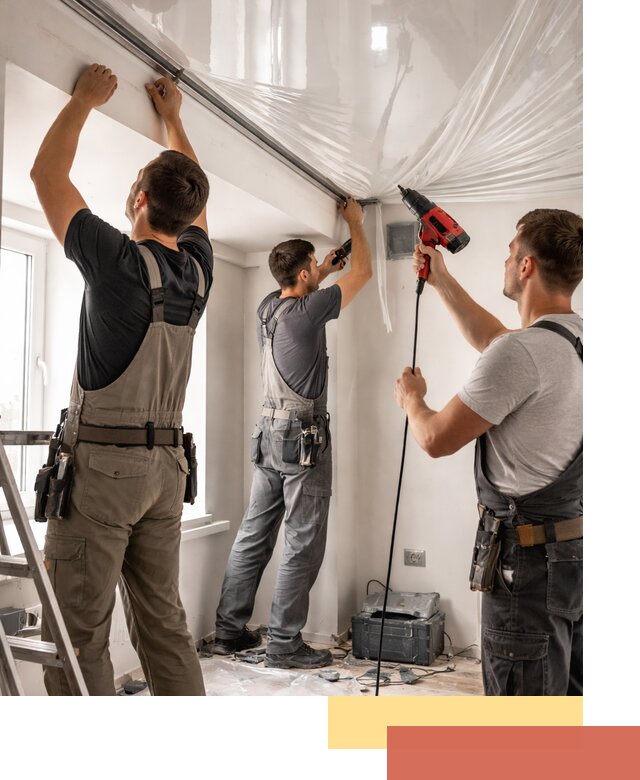 Монтаж глянцевого натяжного потолка в Моршанске быстро и качественно