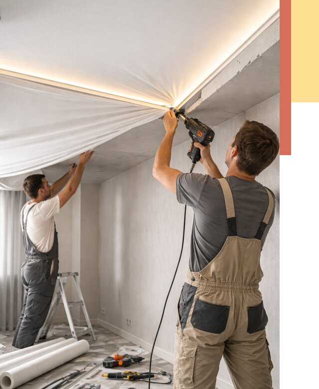 Монтаж натяжного потолка с подсветкой в Моршанске от 987 руб. | ОТДЕЛОЧНИК-Мрш