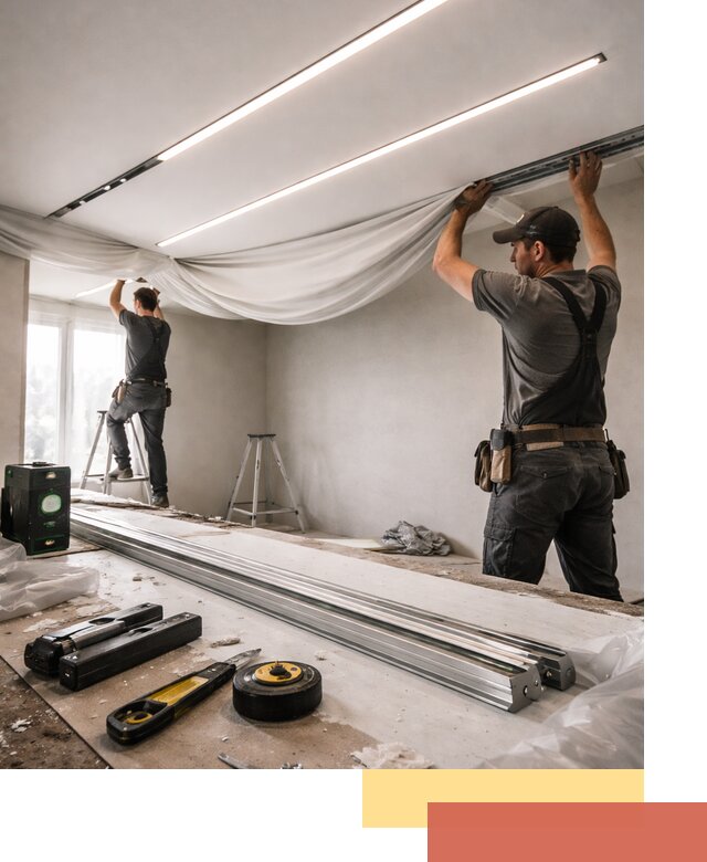 Монтаж натяжных потолков со световыми линиями в Моршанске