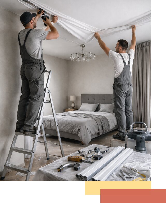 Монтаж натяжного потолка в спальне в Моршанске