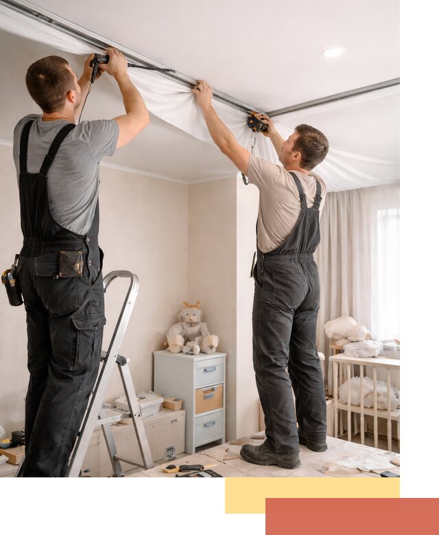 Монтаж натяжного потолка в детской комнате в Моршанске