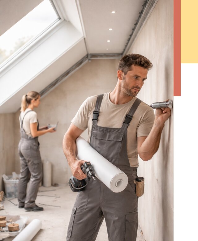 Монтаж натяжного потолка на мансарде в Моршанске от 3635 руб. | ОТДЕЛОЧНИК-Мрш