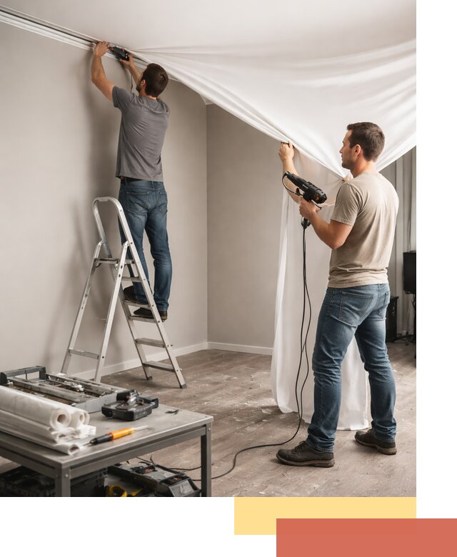 Монтаж натяжного потолка в студии в Моршанске